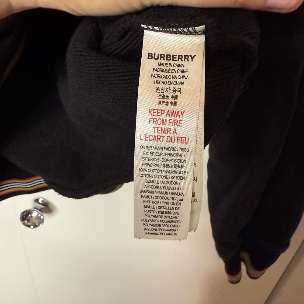 Burberry Black Crewneck Sweatshirt with Striped Accents and Logo - Size 12 Youth - Picture 5 of 8